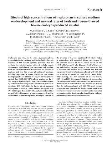 Effects of high concentrations of hyaluronan in ... - Reproduction