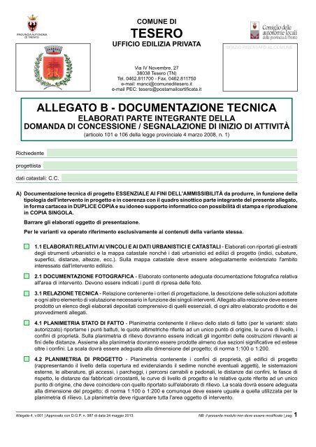 Allegato B - Documentazione tecnica - Comune di Tesero