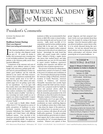 January 2008 Newsletter - Milwaukee Academy of Medicine