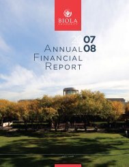 ANNUAL FINANCIAL REPORT - Biola University