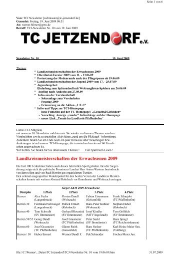 Landkreismeisterschaften der Erwachsenen 2009 - TC Jetzendorf