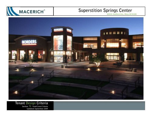 Superstition Springs Center Food Court Criteria - Macerich