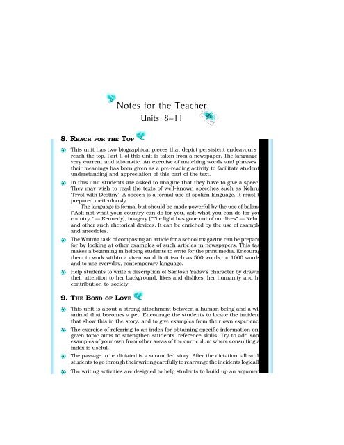 Notes for the Teacher Units 8â11 - welcome main page