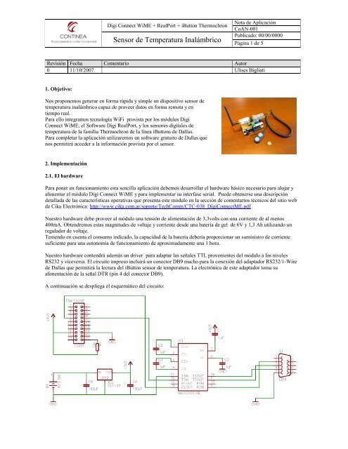 Baje el Comentario TÃƒÂ©cnico en PDF - Cika ElectrÃƒÂ³nica SRL