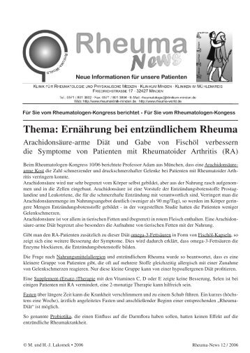Thema: Ernährung bei entzündlichem Rheuma - in Rheuma-World