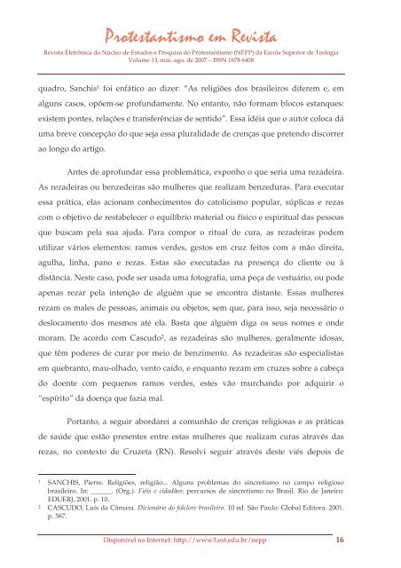Protestantismo em Revista, volume 13 (Ano 06, n.2) - Faculdades EST