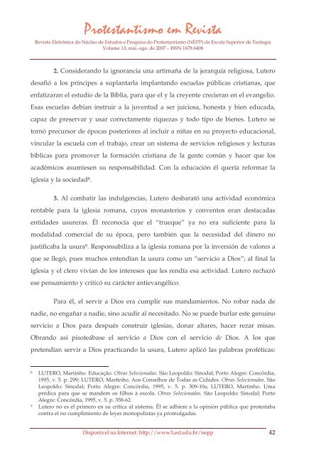 Protestantismo em Revista, volume 13 (Ano 06, n.2) - Faculdades EST