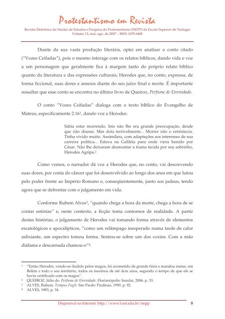 Protestantismo em Revista, volume 13 (Ano 06, n.2) - Faculdades EST