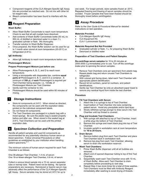 CLAÂ® Allergen-Specific IgE Assay Package Insert - Hitachi ...