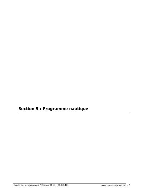 2010 Guide des programmes - Société de sauvetage