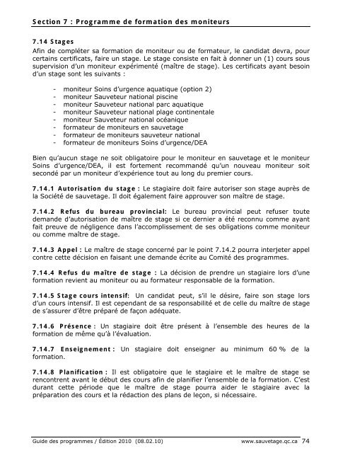 2010 Guide des programmes - Société de sauvetage