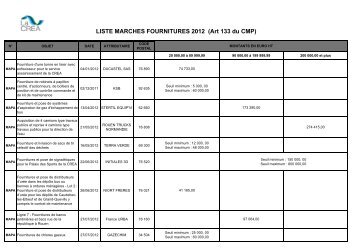 tableau recensement des marches fournitures 2012 - La Crea