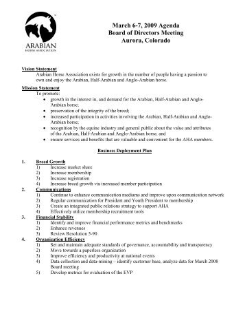 March 6-7, 2009 Agenda Board of Directors Meeting Aurora, Colorado