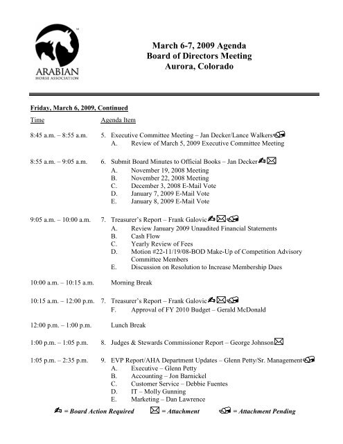 March 6-7, 2009 Agenda Board of Directors Meeting Aurora, Colorado
