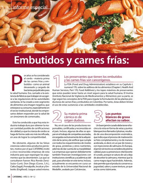 Embutidos y carnes frÃ­as: - Catering.com.co