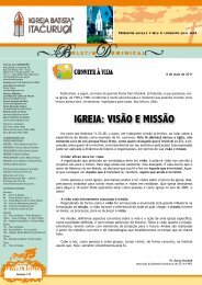 IGREJA: VISÃO E MISSÃO - Igreja Batista ItacuruÃ§Ã¡