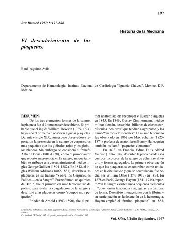 El descubrimiento de las plaquetas. - Revista Biomédica