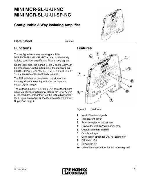 Data Sheet DB EN MINI MCR-SL-U-UI(-SP)-NC - IEC Supply, LLC