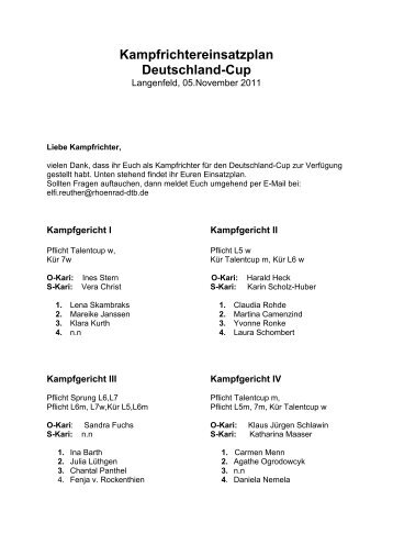 Kampfrichtereinsatzplan Deutschland-Cup