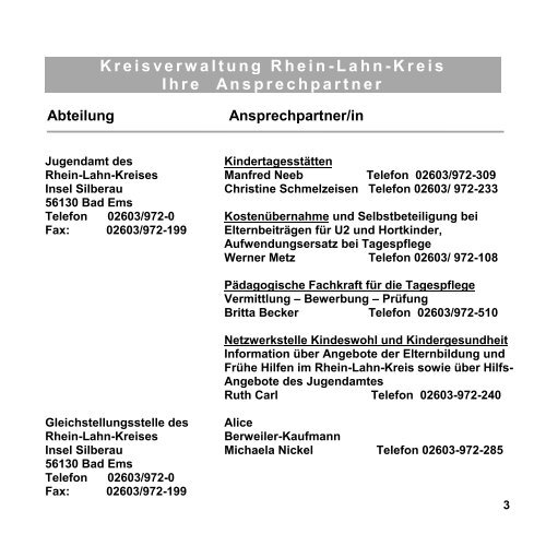 Kinderbetreuungsmöglichkeiten im Rhein-Lahn ... - Rhein-Lahn-Info