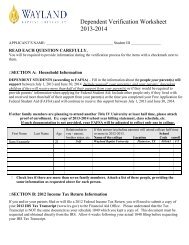 Dependent Verification Worksheet 2013-2014 - Wayland Baptist ...