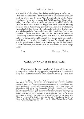 WARRIOR VAUNTS IN THE ILIAD