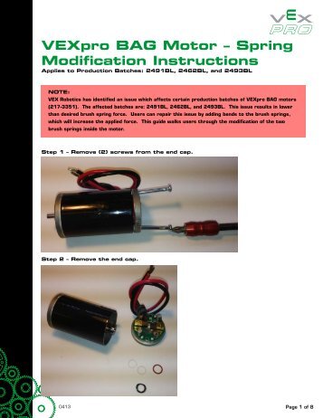 VEXpro BAG Motor â Spring Modification Instructions - VEX Robotics