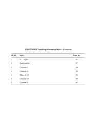 POWERGRID Travelling Allowance Rules - Contents