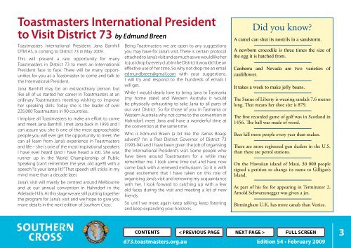 January Not Published - District 73 Toastmasters