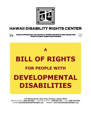 A Bill of Rights for People with Developmental Disabilities Booklet