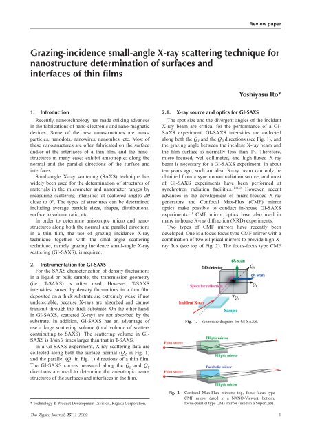 Grazing-incidence small-angle X-ray scattering technique for - Rigaku