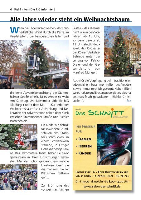 Traditionelles Weihnachtsbaum schmücken Samstag, 24. November ...