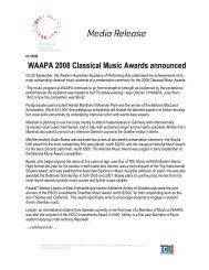 WAAPA 2008 Classical Music Awards announced - Western ...