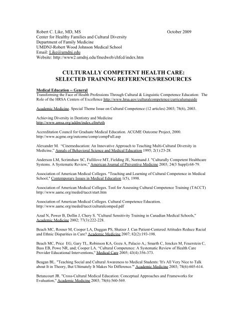 Bibliography by Dr. Robert C. Like - Genetic Counseling Cultural ...