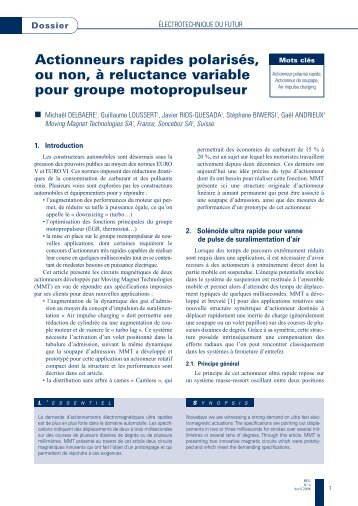 actionneurs développés par Moving Magnet Technologies