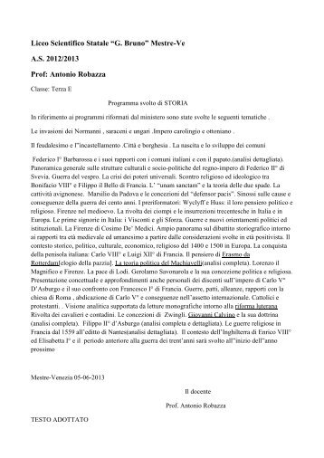 Mestre-Ve AS 2012/2013 Prof: Antonio Robazza - Liceo Scientifico ...