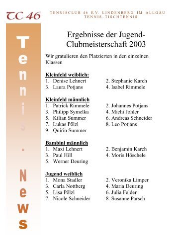 Kleinfeld männlich - TC Lindenberg
