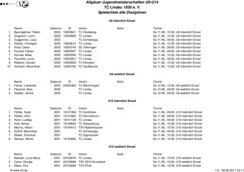 Spieltermine zum Download - TC-Lindau 1930 eV