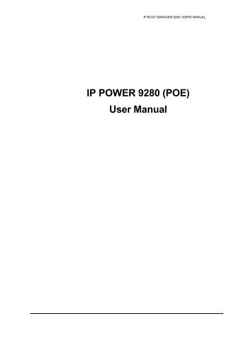 IP POWER 9280 (POE) User Manual - Openxtra
