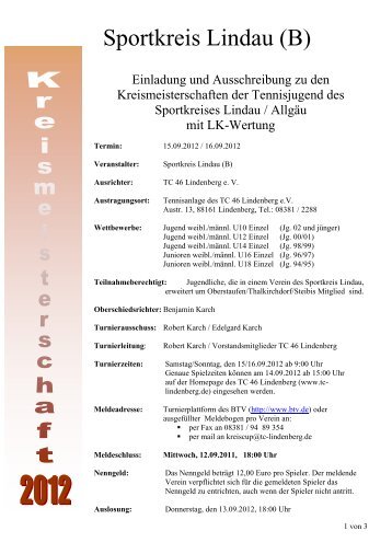 Ausschreibung (pdf) - TC Lindenberg