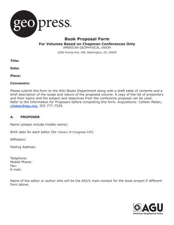 Book Proposal Form - AGU Chapman Conferences