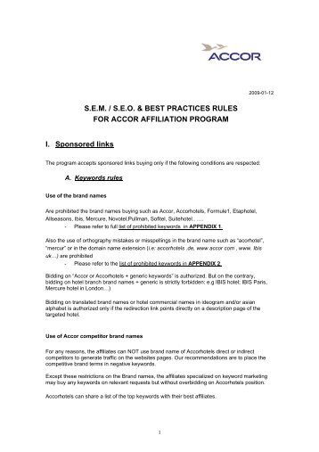 2009-01 SEM-SEO Best Practices for ACCOR ... - Tradedoubler