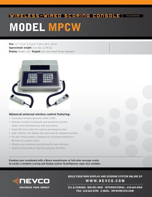 MODEL MPCW - Nevco