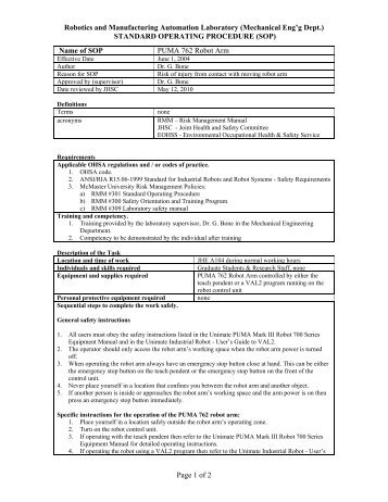 Robotics and Manufacturing Automation Laboratory (Mechanical ...