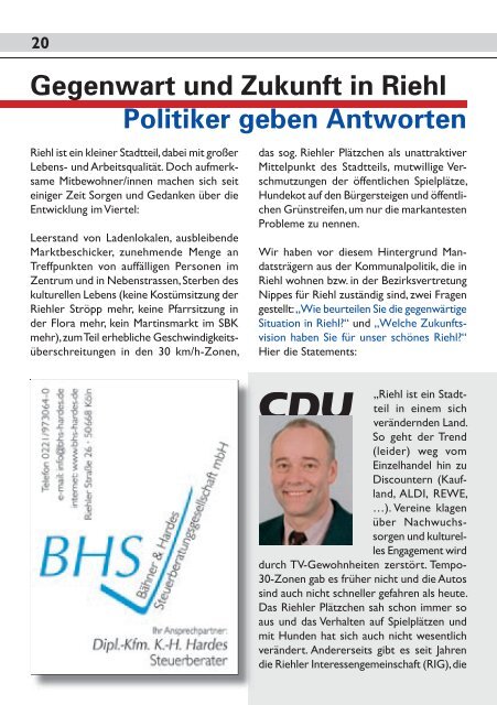 riehl intern 2/2009 - Riehler Interessengemeinschaft eV