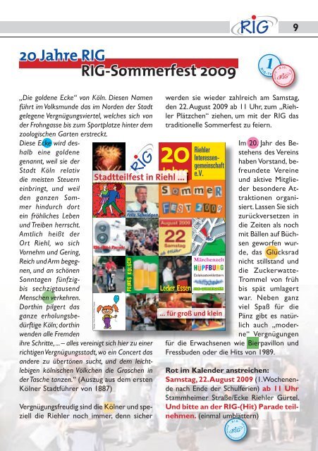 riehl intern 2/2009 - Riehler Interessengemeinschaft eV