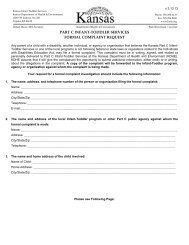 Formal Complaint Request Form - Kansas Infant-Toddler Services