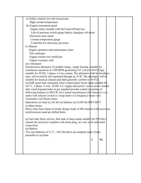 Tender Invited for 630 KVA Diesel Generator set by Director FRI ...