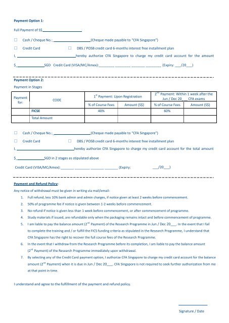 Registration Form for CFA-FICS Research Programme