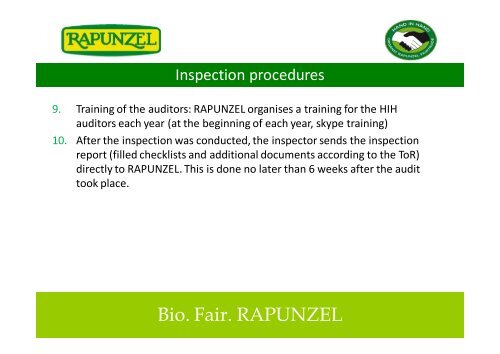 Instructions HAND IN HAND (HIH) Inspections - Rapunzel